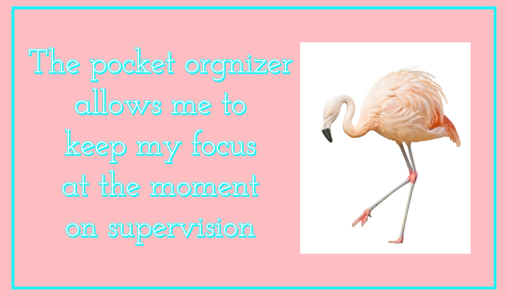 This is an image of the quote,"The pocket organizer allows me to keep my focus at the moment on supervision." 