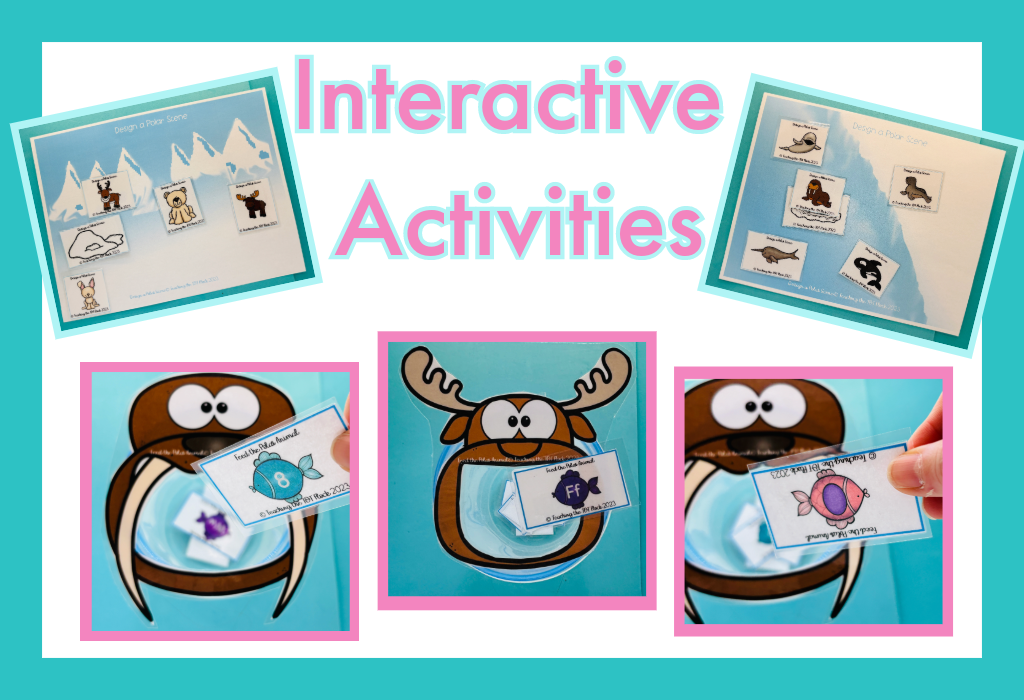 Including interactive activities to your polar animal theme will keep the excitement high. The design a polar scene can help develop creativity skills. The Feed the Polar animal will help teach numbers, shapes, and letters. 