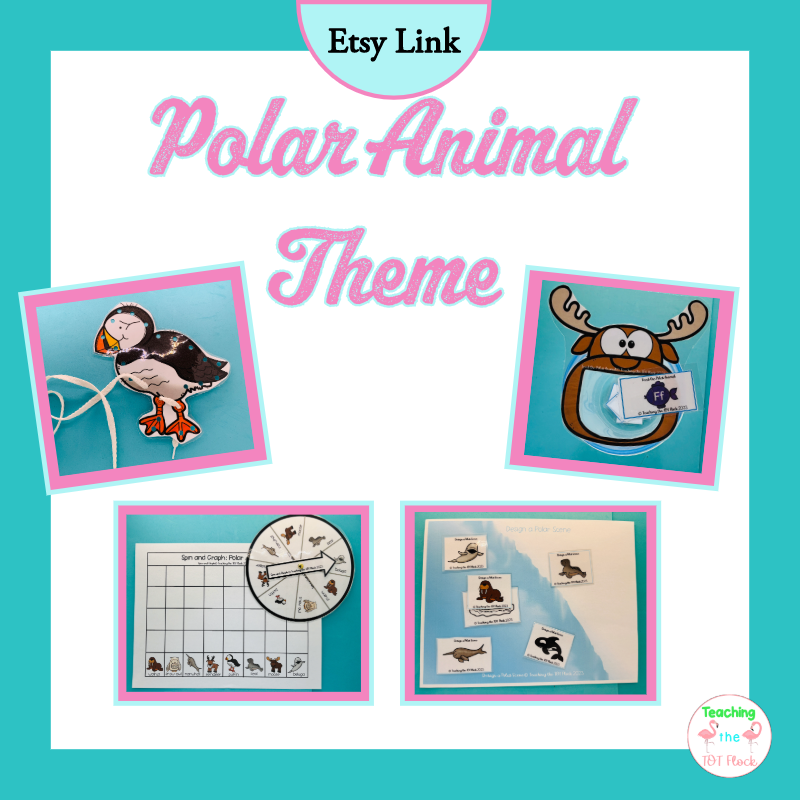 This image shows the various activities included in the Polar animal packet. This clickable image goes to the Etsy Product page.