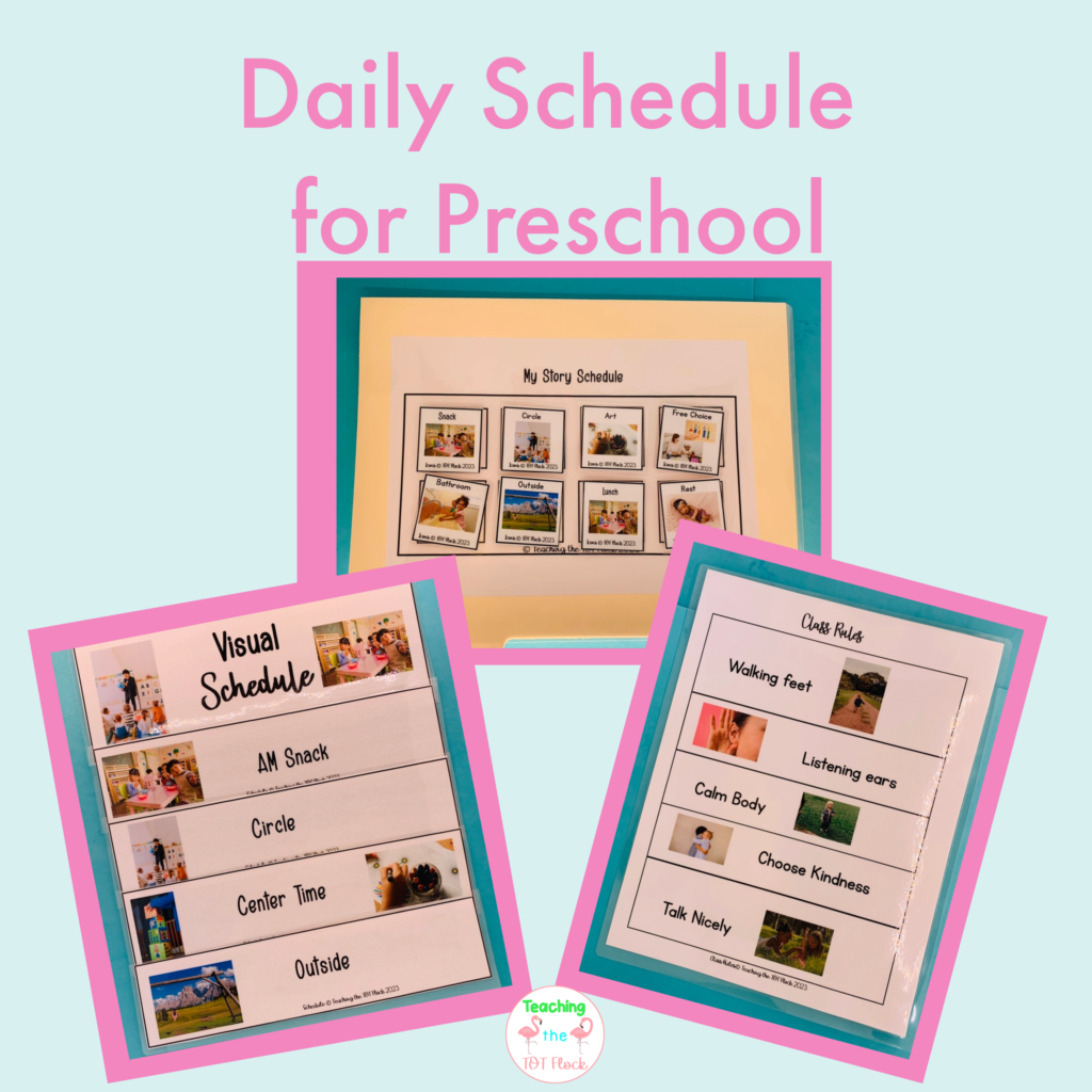 The daily schedule for preschool can help get your classroom organized and calm. Click the image to learn more about the daily schedule for preschool. 