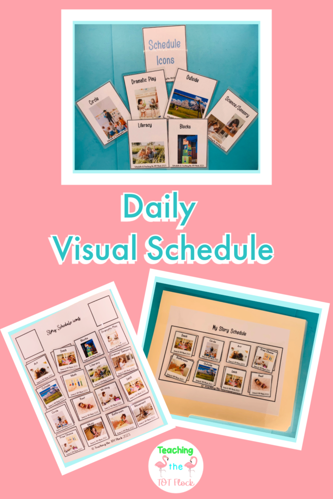 The Daily Classroom Schedule should include images of each routine in the classroom for the day. Using visual icons and a daily story schedule can help those who need more support for success. 